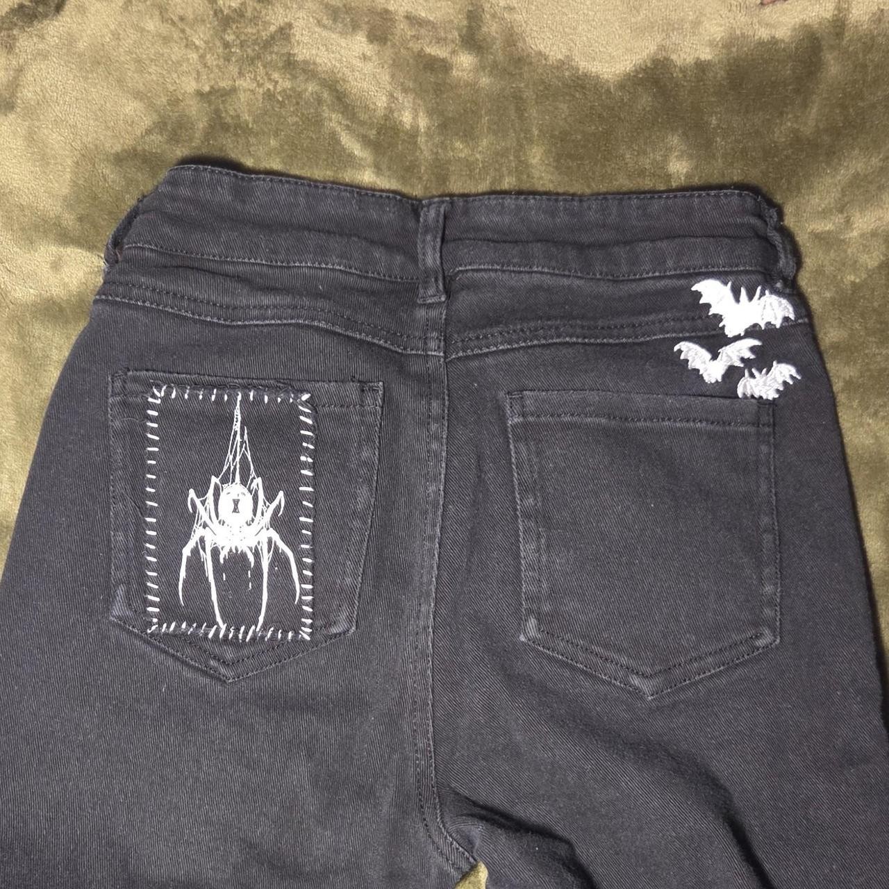 Widow Gothic Patchwork Lace-Up Distressed Skinny … - image 3