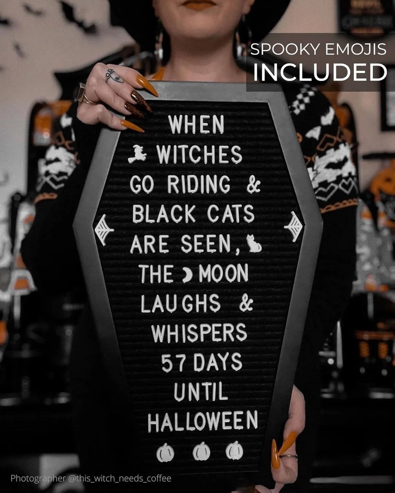 Coffin Letter Board Black +3D Bat Stickers +650 Characters, Spooky & Seasonal Em - Image 4 of 4