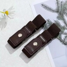 2 Pack No Buckle Elastic Belt Invisible Loop Belt for 2Pcs Brown