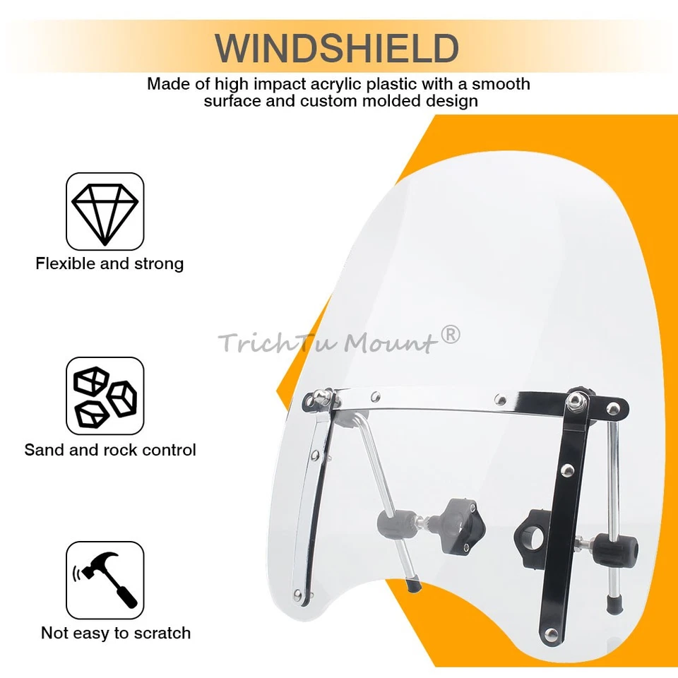 Parabrisas transparente para Triumph Bonneville Bobber T100 SE T120 17"x15" Foto 3 de 4