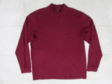 Eddie Bauer Mens Mock Turtleneck Pullover Size L Burgundy Cotton Knit