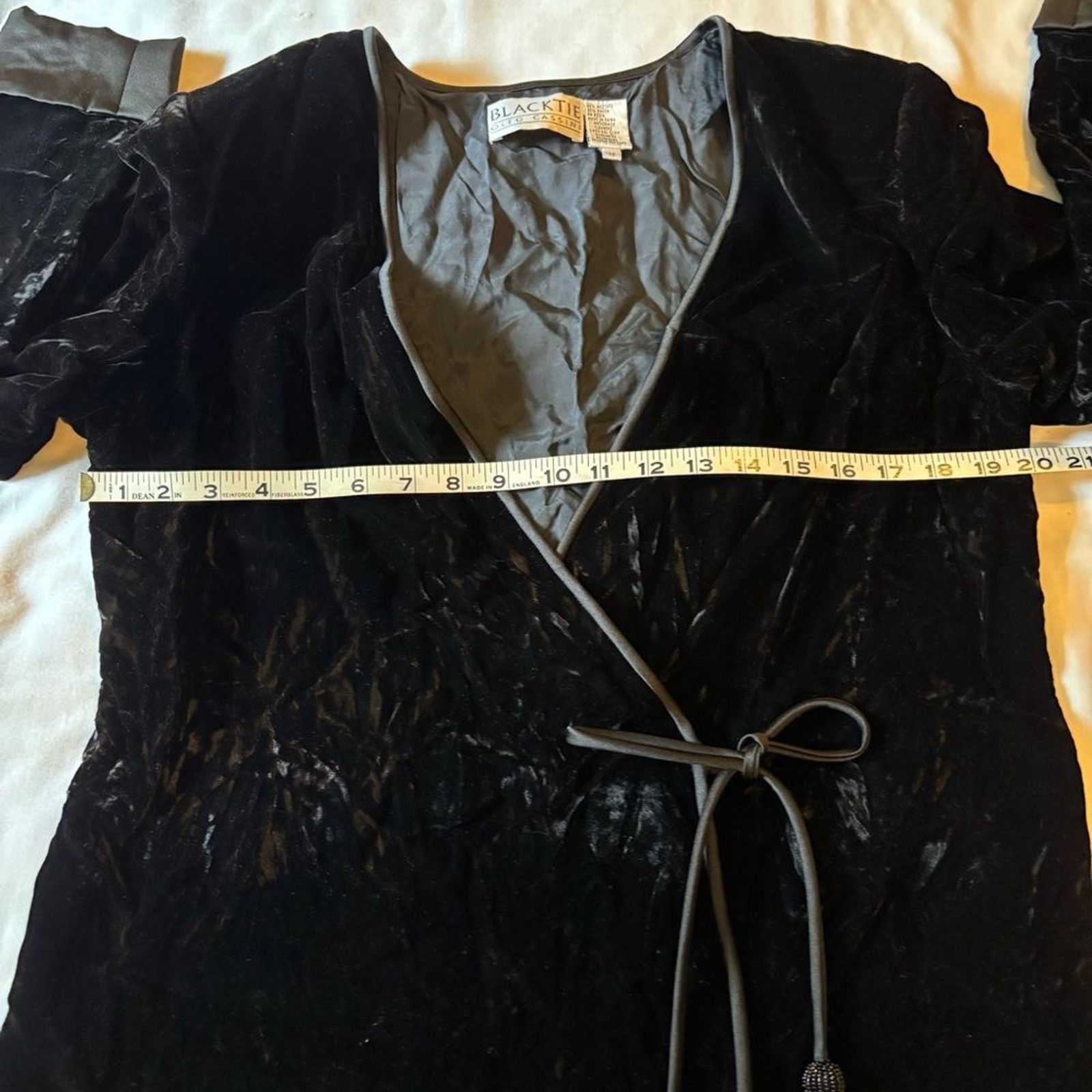 Oleg Cassini Black Tie Womens Rayon Black Vintage Wrap Tie Jacket Size 12