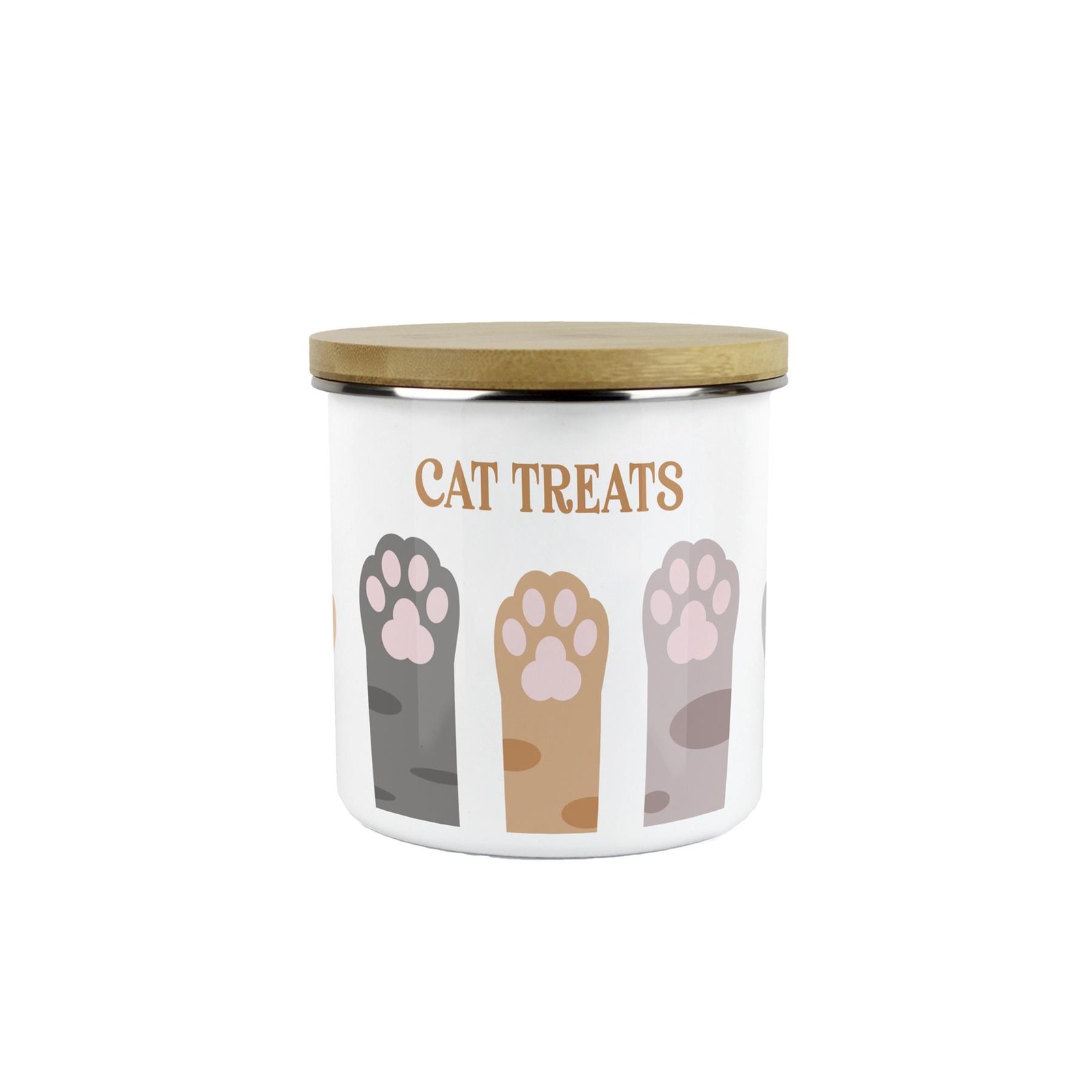 Cat Treats Tin - Novelty Paw Print 600ml Airtight Storage Canister Cat Gifts