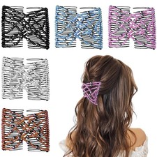5Pieces Magic Hair Comb Elastic Beaded Hair Clips Women Stretchy Bride Double