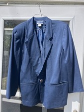 Pendleton 100 Virgin Wool Navy Blue Blazer Jacket Womens Plus Size 18W Made USA