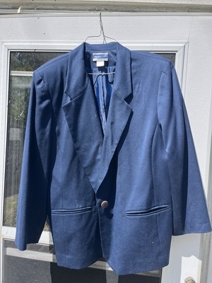 Pendleton 100% Virgin Wool Navy Blue Blazer Jacket Womens Plus Size 18W Made USA
