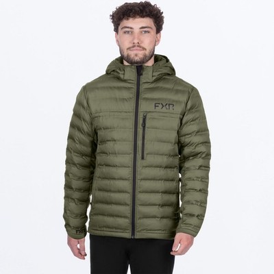 New FXR Men's Podium Hybrid Quilted Hoodie - Moss Large L