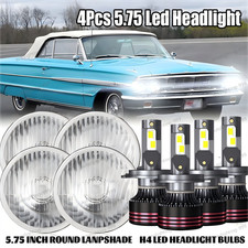 4pcs 5.75 5-34 Black Led Headlights Hi Lo Beam For 1958-1976 Ford Thunderbird 4pcs 5.75 5-34 Black Led Headlights Hi Lo Beam For 1958-1976 Ford Thunderbird