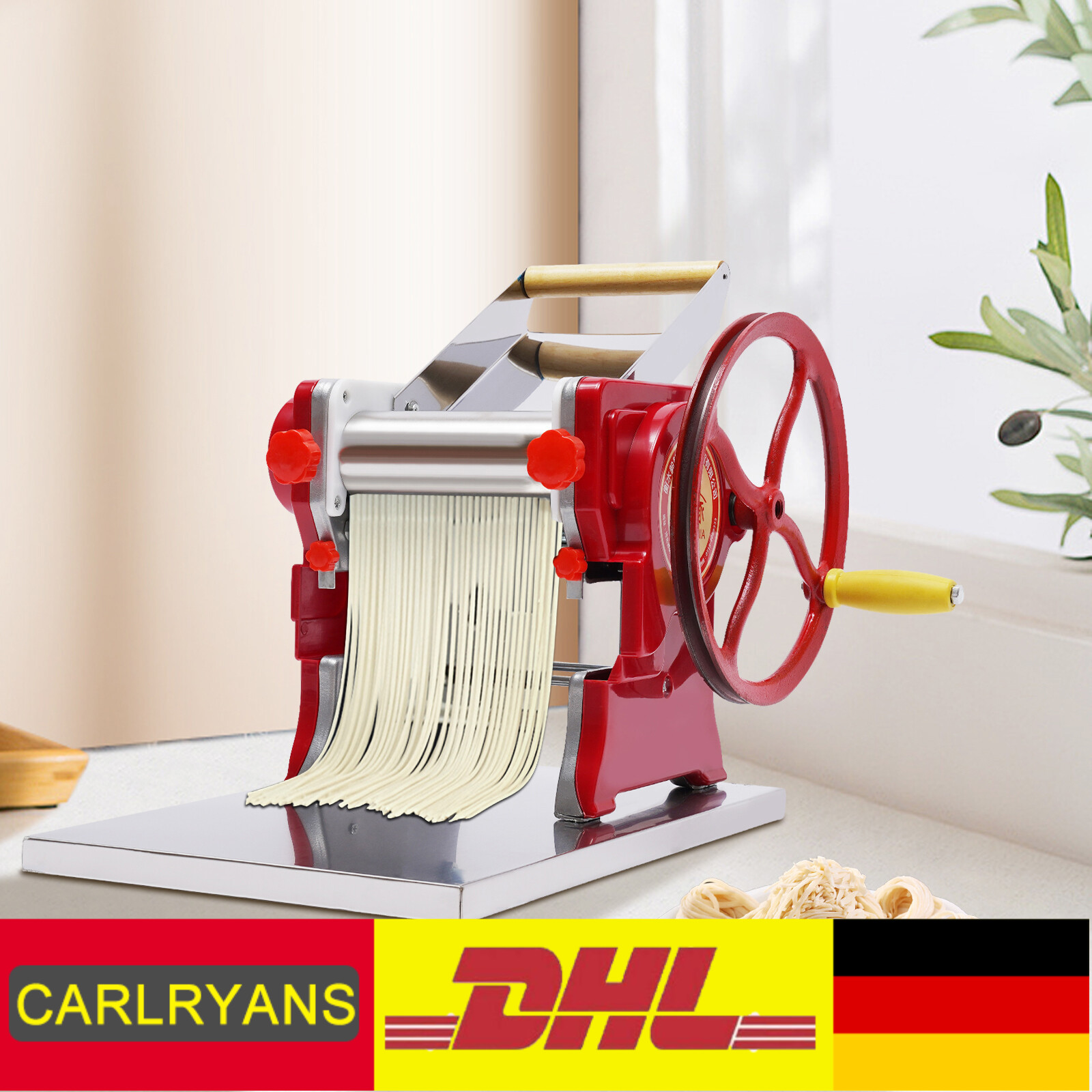 Nudelmaschine aus Edelstahl Pastamaschine Nudel Teig Pasta Maschine 3mm ROT