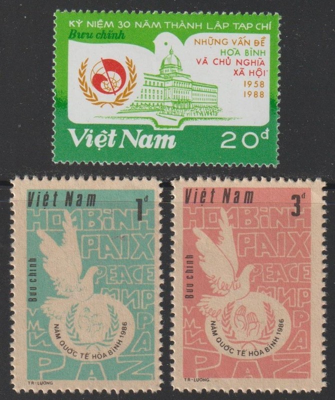 1986-88 Vietnam Stamps Inti. Peace Year Scott # 1713-1714 & 1868 MNH