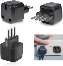 AZWOOD UK to Italy Plug Adapter, 3PCS Type L Travel Adaptor Converter for Europe
