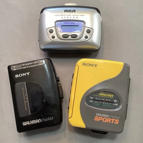 Vintage Lot Of 3 Sony & RCA Walkman Cassette/Radio Players Untested As-Is Parts