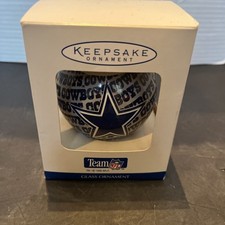 Vintage Dallas Cowboys NFL Ensemble Sports Glass Ornament Made in USA 1998