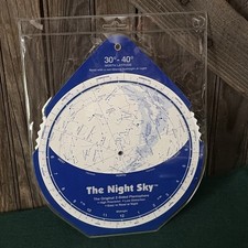 THE NIGHT SKY 2-Sided Planisphere Star Chart Map 30-40 Degree North Latitude NEW