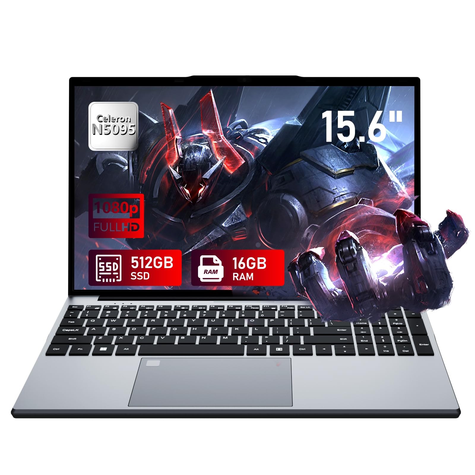 Portatile PC 15,6 pollici, Notebook 16GB RAM 512GB SSD processore N5095 (g0Z)