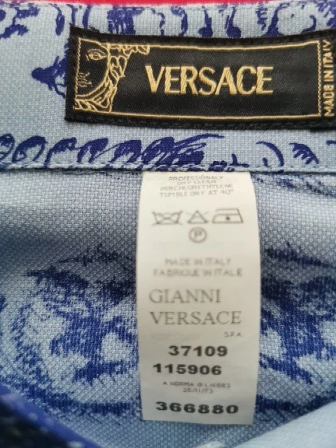 CAMISA VINTAGE VERSACE Algodón Estampado Barroco 50/40/L Azul Sobre AZUL Foto 4 de 4