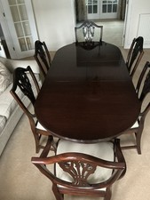 Regency Style Mahogany Dining Table with 4 Chairs And 2 Carver Chairs