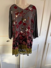 WHITE STUFF - grey & burgandy floral dress/tunic - Size 12