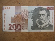 2004 SLOVENIA  FINE  200  TOLARIJEV  Banknote.