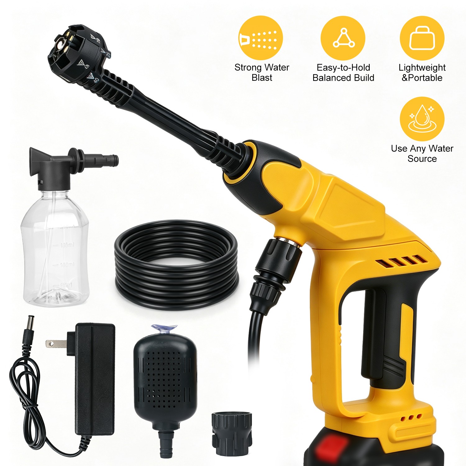 Wireless High-Pressure Car Washer - Cordless Portable Cleaning Gun for Car Home