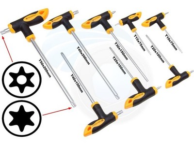 TOLSEN 8-Piece Torx T-Handle Screwdriver Set, CR-V Steel, T10 T50, Securit