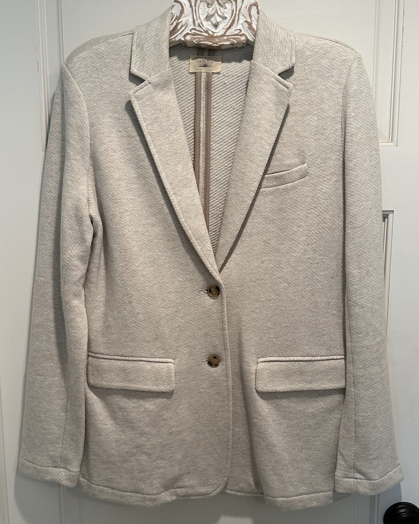 FAHERTY Inlet Knit Sweater Blazer Light Oatmeal Melange WOS2507 Retail $198