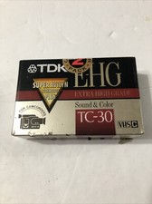 TDK E-HG For Camcorders TC-30 One Cassette Tape Sealed Extra High Grade