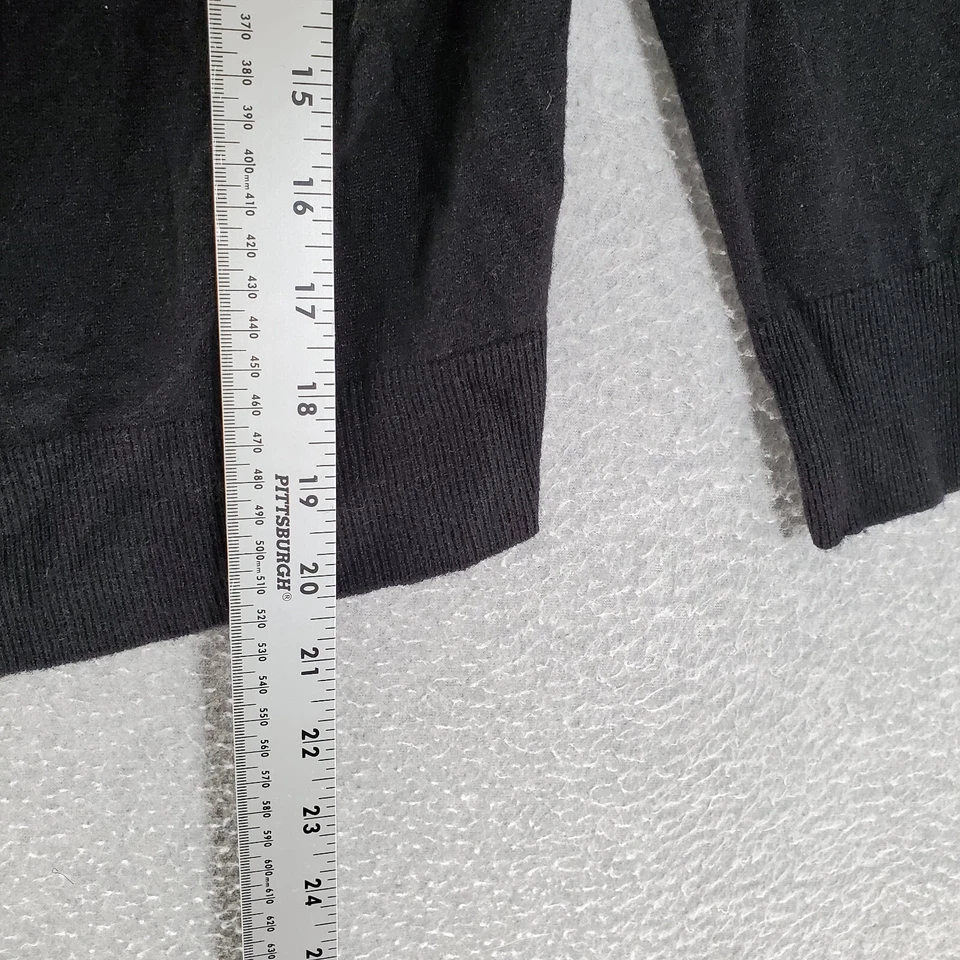 Cardigã Kenar feminino suéter grande preto mistura de lã de seda babado malha acabamento amarelo - Imagem 4 de 4