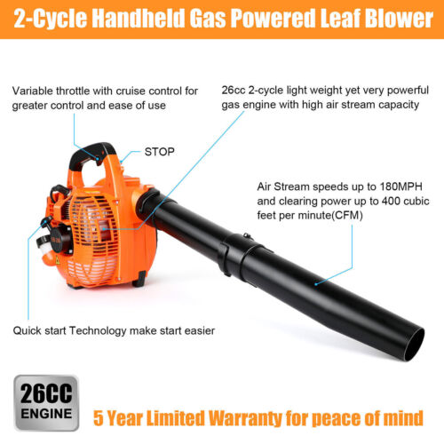 Handheld Leaf Blower Gas Powered 2-Stroke Commercial Heavy Duty Grass Yard Clean - Picture 11 of 14