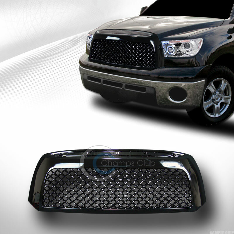 For 07-09 Toyota Tundra Glossy Blk Mesh Front Hood Bumper Grill Grille Guard ABS