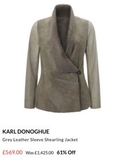 £1425 Karl Donoghue Shearling Jacket Beige Brown Leather Sleeve M Uk 10/12 Cream