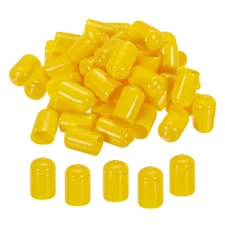 100pcs 12mm Rubber End Caps Cover PVC Vinyl Screw Thread Protector Yellow
