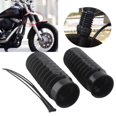 2Pcs Black 49mm Rubber Front Gator Fork Tubes Boots For Harley
