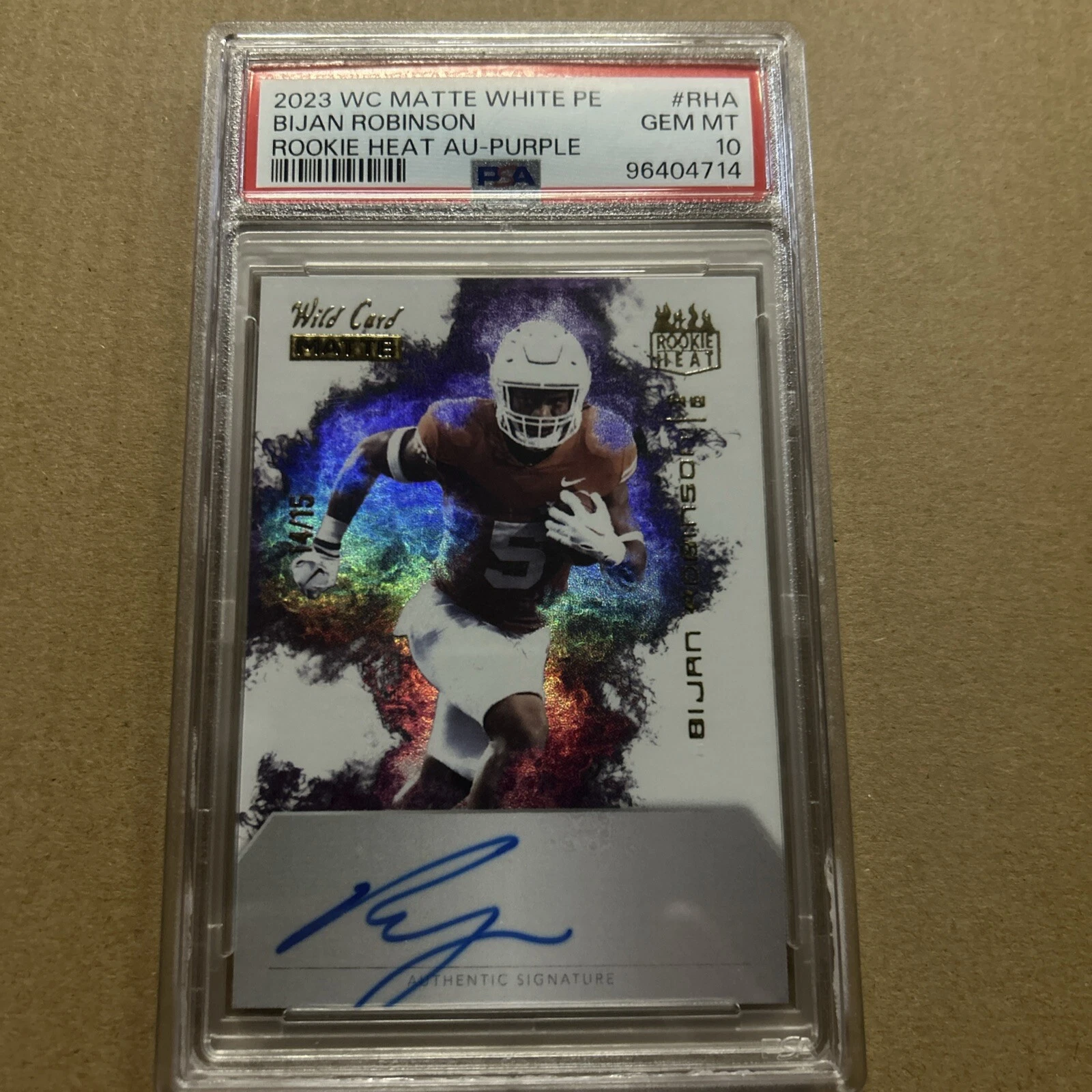 Bijan Robinson Wild Card Matte White Premium Edition Rookie Heat Autographs #RHA Purple