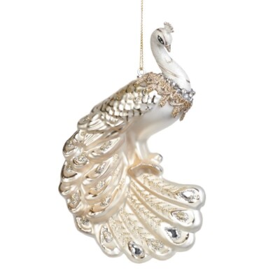 Goodwill Pfau Glas 10 cm Christbaum  Weihnachtsbaum Anhänger sehr Edel