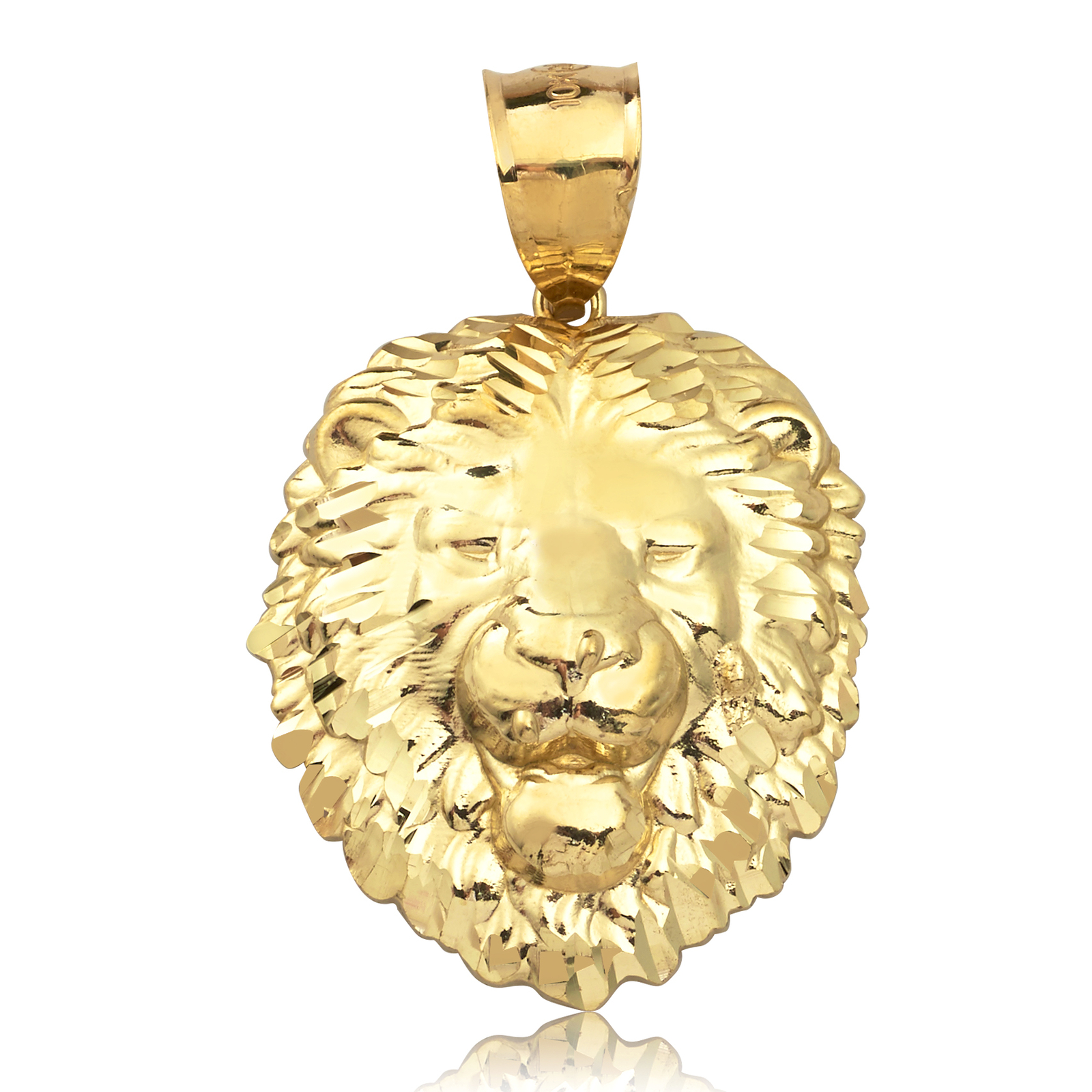 LOVEBLING 10K Yellow Gold Lion Head Charm Pendant (1.60" x 1.00") eBay