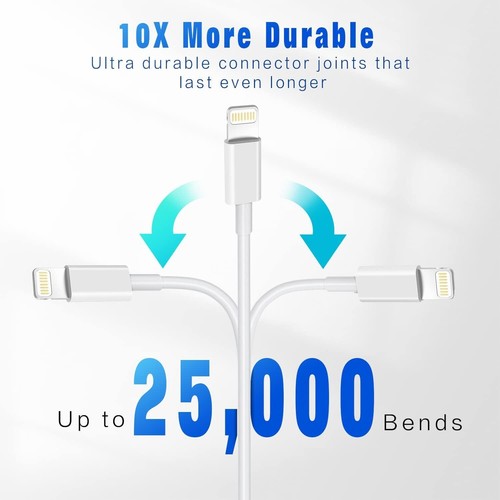 3 pack Fast Charger 3FT (1m) MFI Certified USB-A Cable For iPhone Charging Cord - Picture 5 of 7