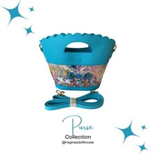 little girls purse in blue with rainbow