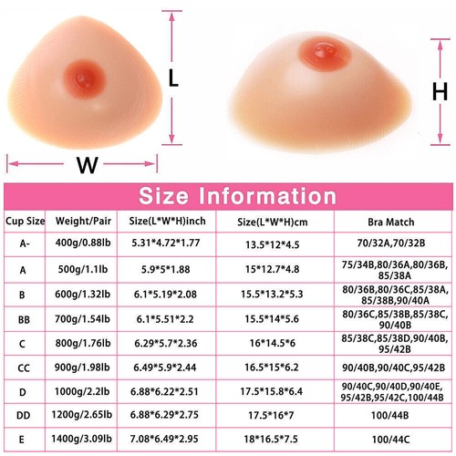 Silicone Breast Forms Mastectomy Prosthesis Crossdresser Fake Boobs One Pair - Picture 8 of 8