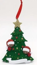 African american Single Parent + One Child  Personalized Christmas Tree Ornament