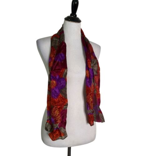 Vintage Liz Claiborne 100% Silk Scarf Floral Pattern Rectangle Made in Japan 55" - Picture 3 of 7