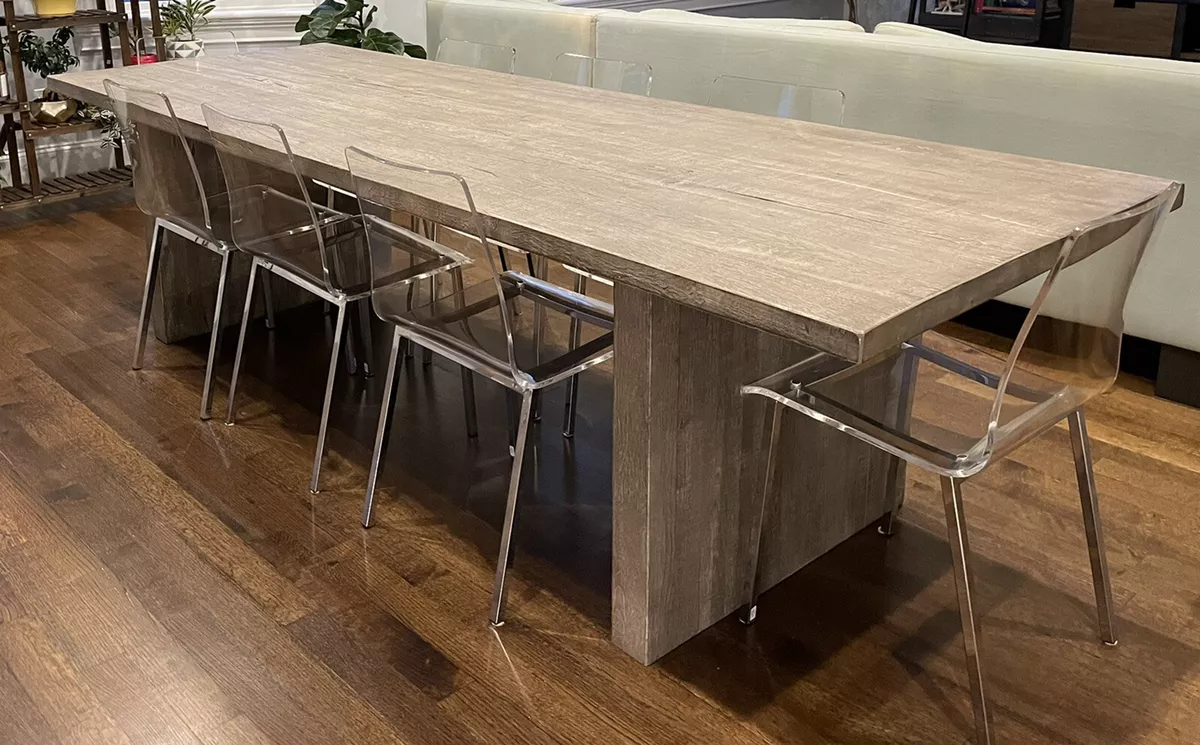 RECLAIMED RUSSIAN OAK PLANK RECTANGULAR DINING TABLE