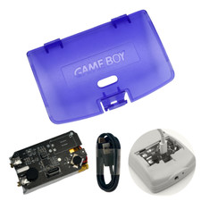 Game Boy Color GBC USB-C Battery 1500 mAh 3.7 V w/ CLEAR PURPLE Battery Cover