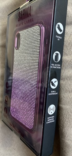 Nuova custodia iPhone XR Sarina nero etichetta cristallo ombra viola cromato - Foto 5 di 5