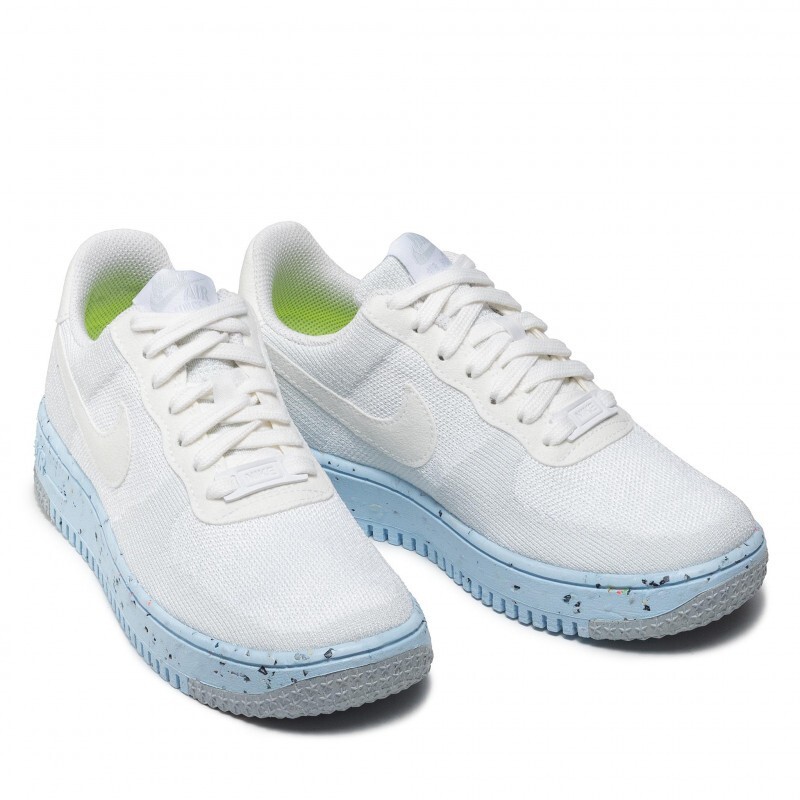 New Women's Nike AF1 Crater Flyknit in White/White-Pure Platinum