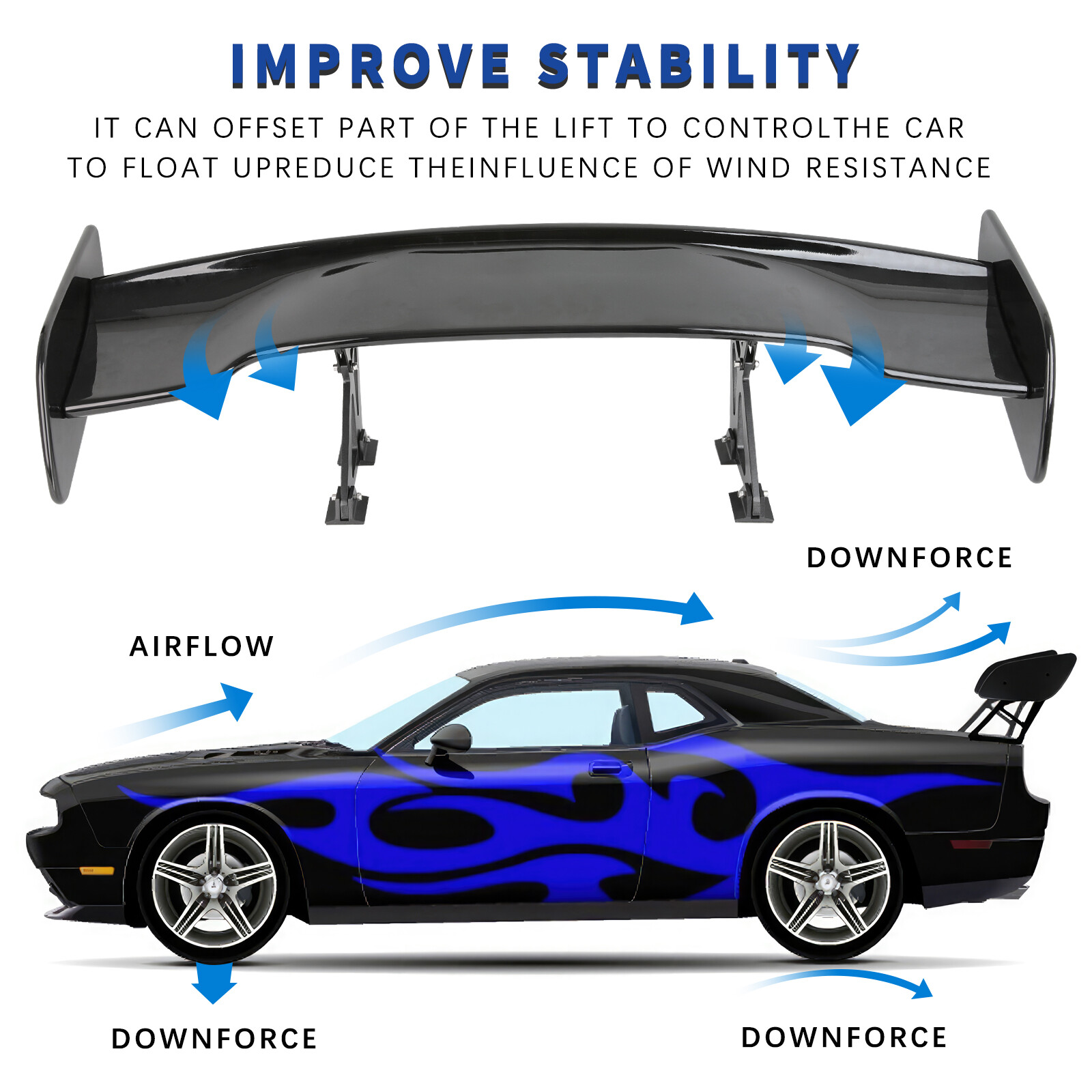 For Lotus Evora GT Gloss Black 57" Adjustable Rear Trunk Spoiler GT Racing Wing