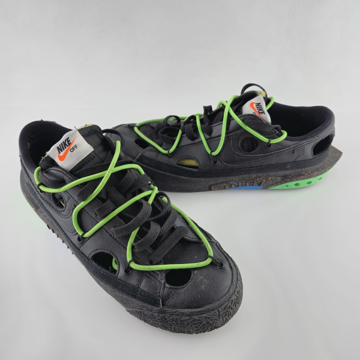 Size 8.5 Nike Blazer Low Off-White Black Electro Green  display picture 3