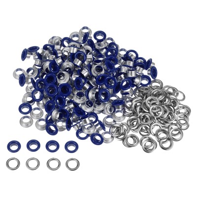 300set Grommets Kit Metal Eyelets 6mm 1/4'' Grommet for Shoes Dark Blue