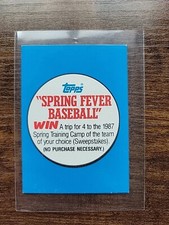 1986 Topps Mini- Spring Fever Baseball - 1987 Spring Training Sweepstakes - MLB