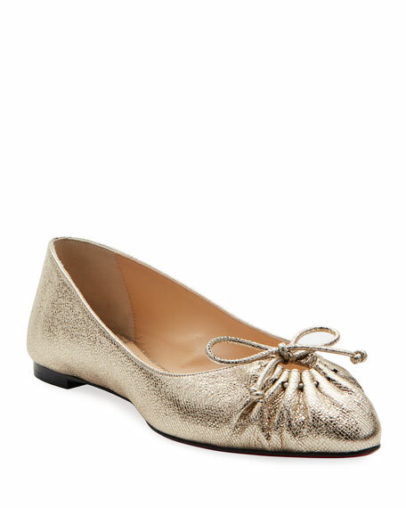 100% AUTH NEW WOMEN LOUBOUTIN MERIMEE GOLD FLAT BALLET/BALLERINA FLATS US 9.5
